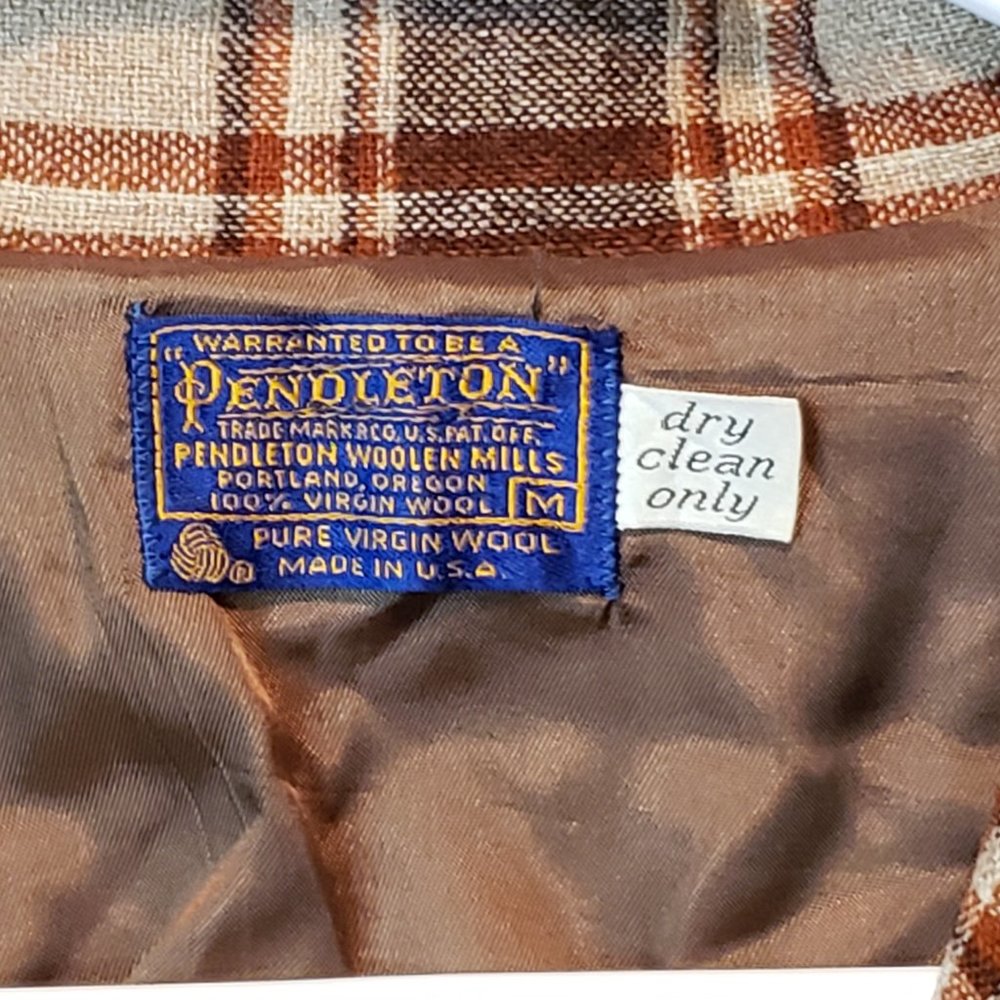 Pendleton Brown Plaid Coat 3 Pockets Wool - Picture 2 of 7